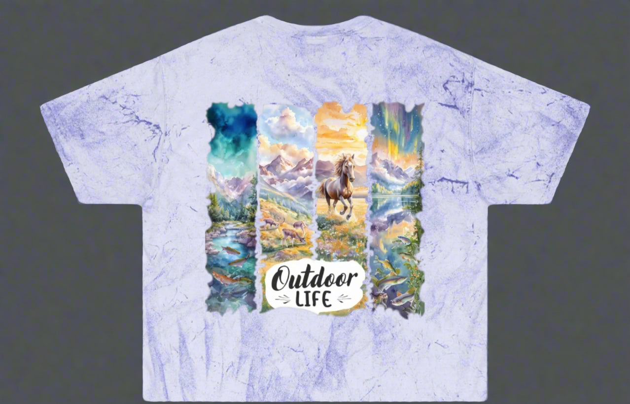 "Outdoor Life" Design Color Blast TEE Shirt