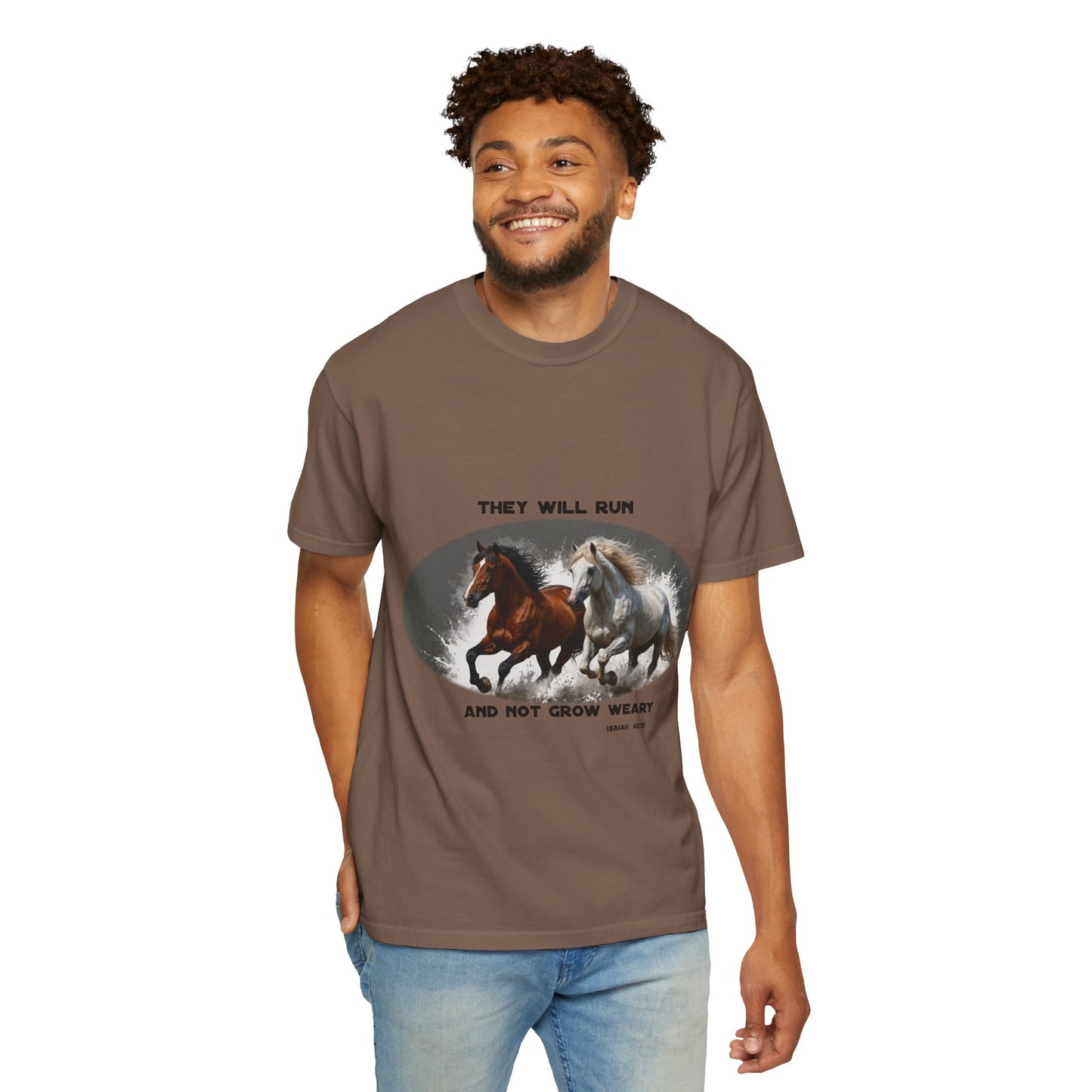 2 Running Horses T-shirt with Inspirational Quote