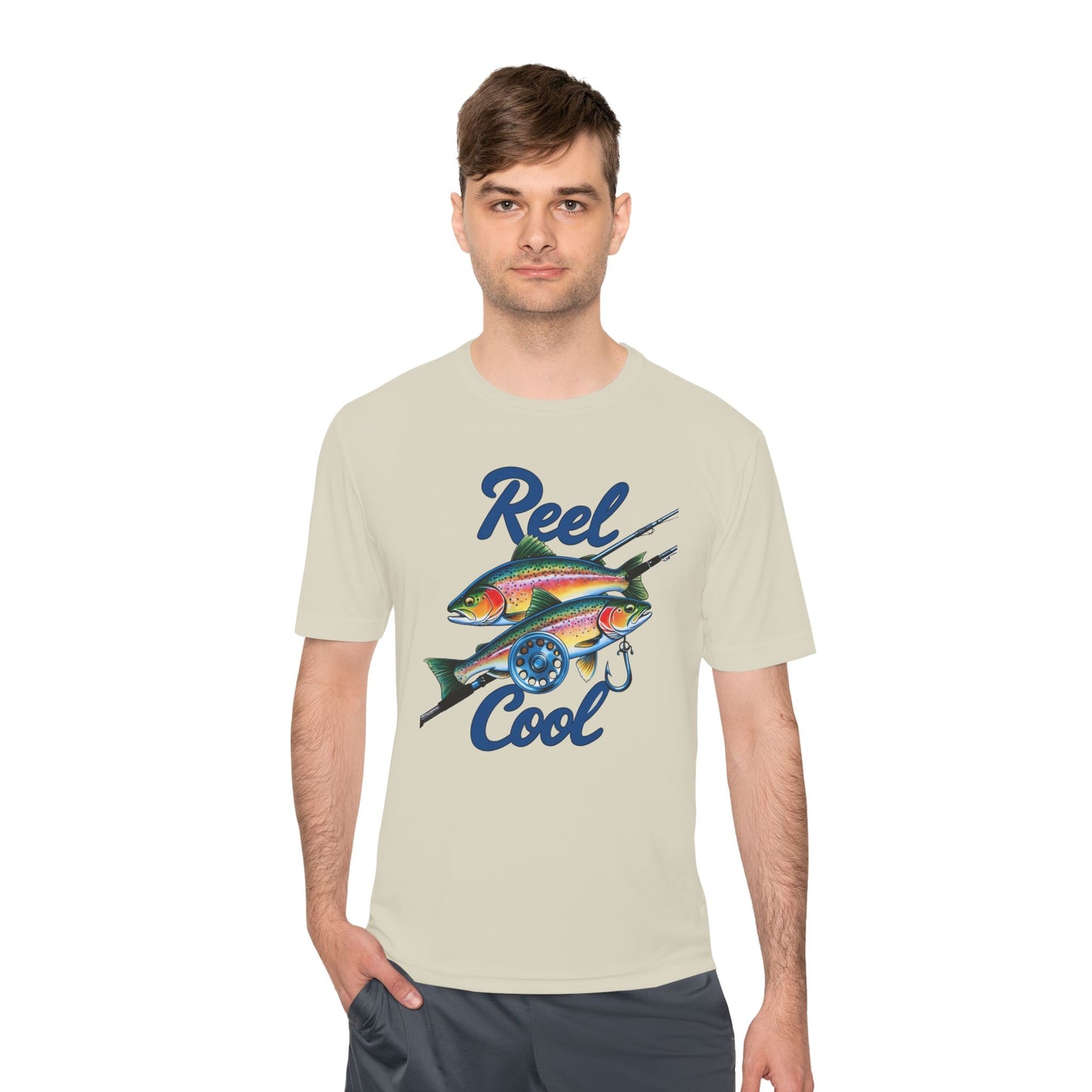 A REEL COOL Fishing Shirt on Unisex Moisture Wicking Tee