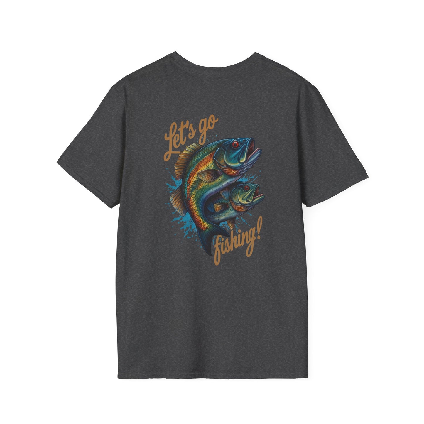 Fishing Unisex T-Shirt with 2 Bass Jumping - Let's Go Fishing Design