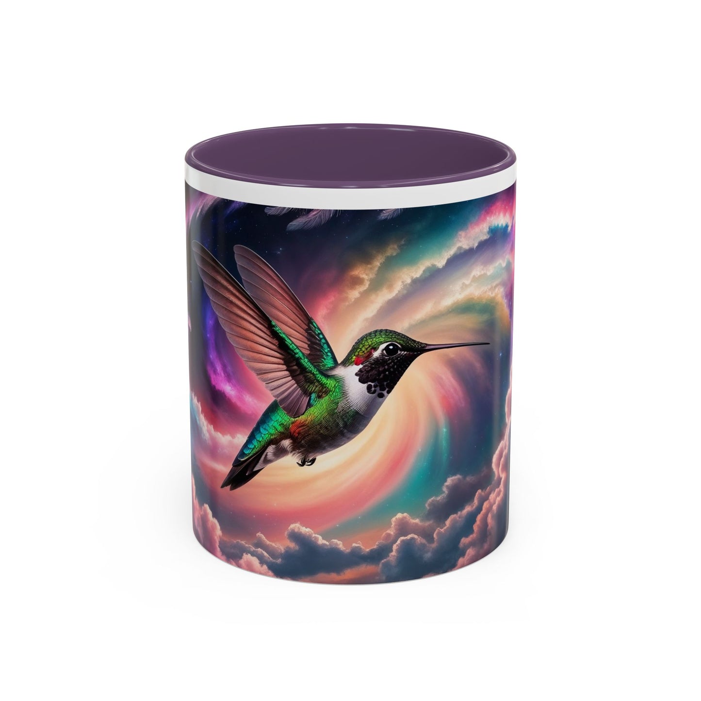 Mug - Beautiful Hummingbird with Swirling Colors Accent Coffee Mug (11, 15oz)