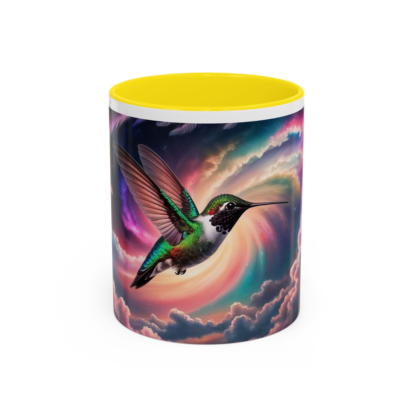 Mug - Beautiful Hummingbird with Swirling Colors Accent Coffee Mug (11, 15oz)