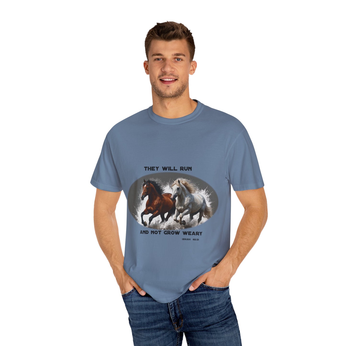 2 Running Horses T-shirt with Inspirational Quote