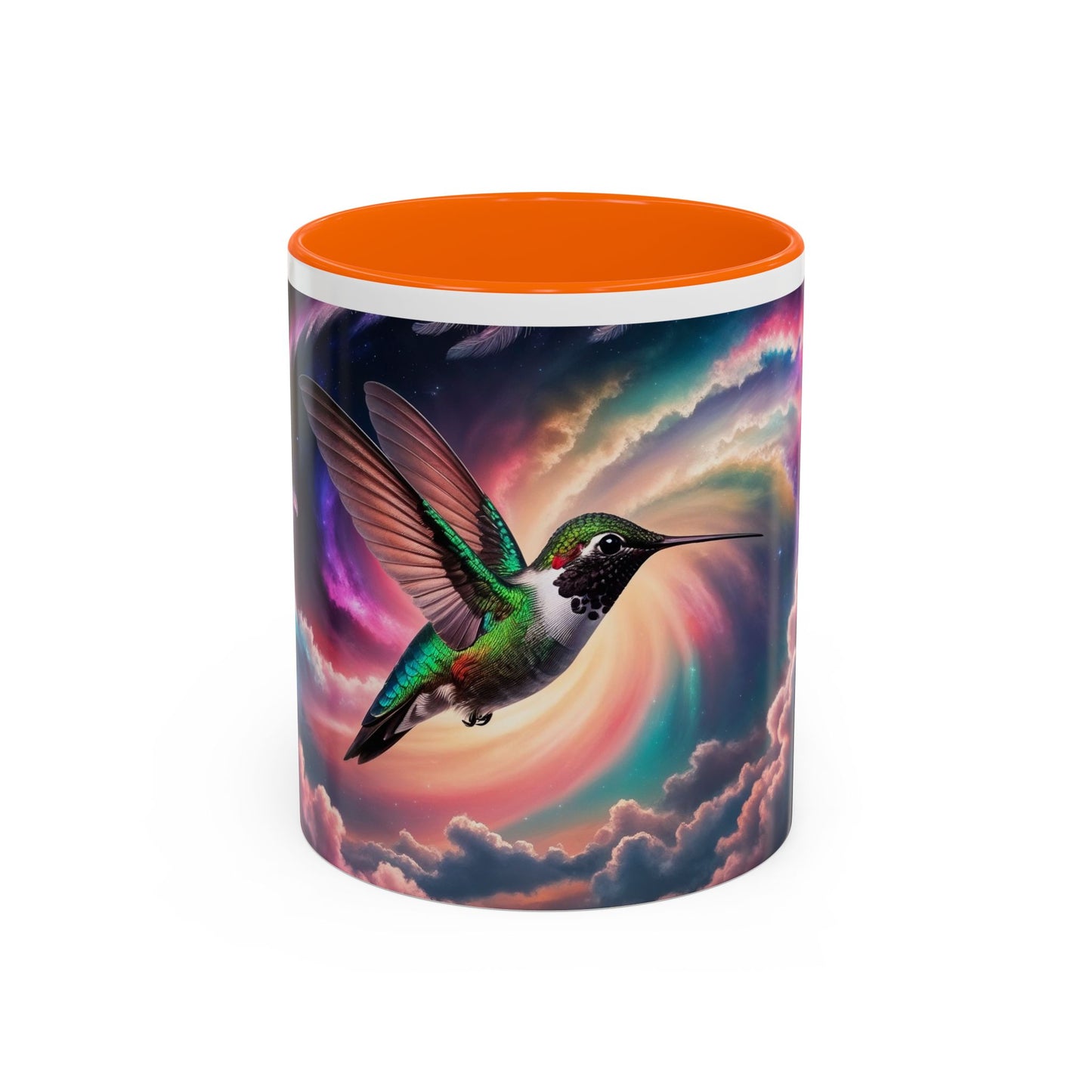 Mug - Beautiful Hummingbird with Swirling Colors Accent Coffee Mug (11, 15oz)