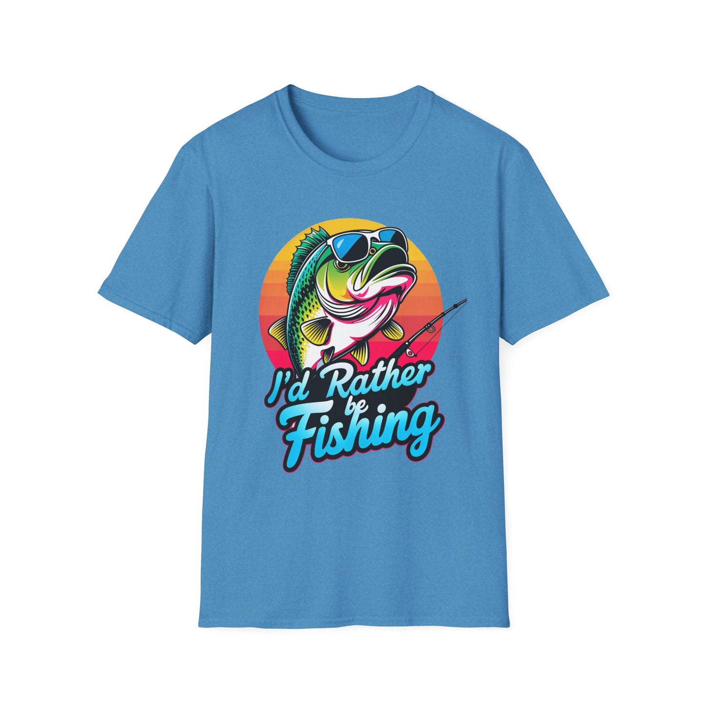 T-Shirt " Id Rather Be Fishing", Funny fishing shirt with Bass, father's day gift, great for fishermen