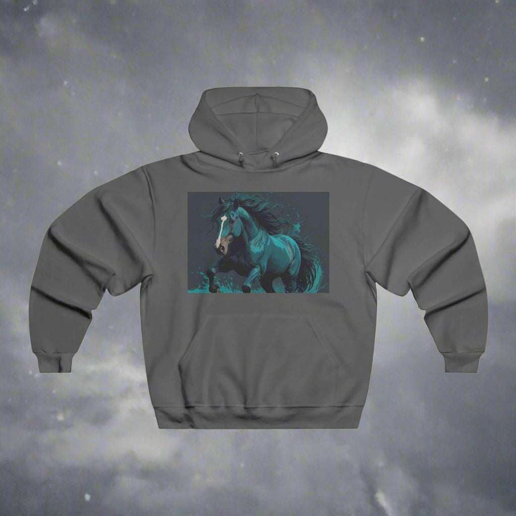 Hooded Sweatshirt Dark Blue Horse Running