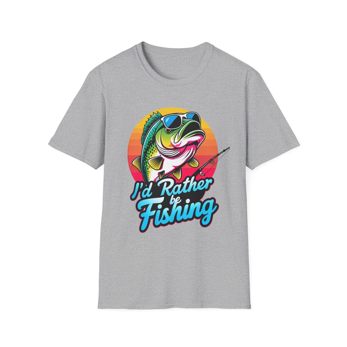 T-Shirt " Id Rather Be Fishing", Funny fishing shirt with Bass, father's day gift, great for fishermen