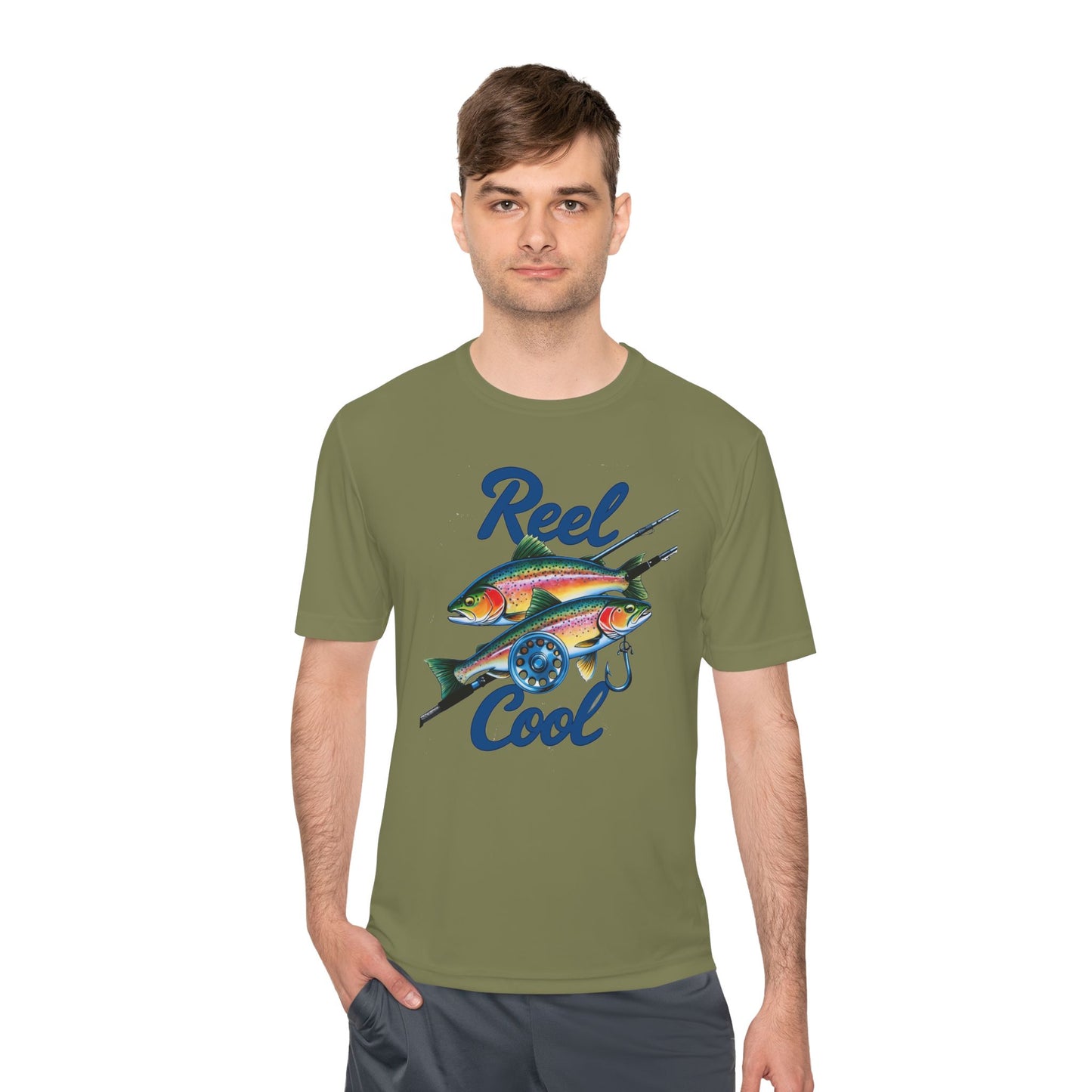 A REEL COOL Fishing Shirt on Unisex Moisture Wicking Tee