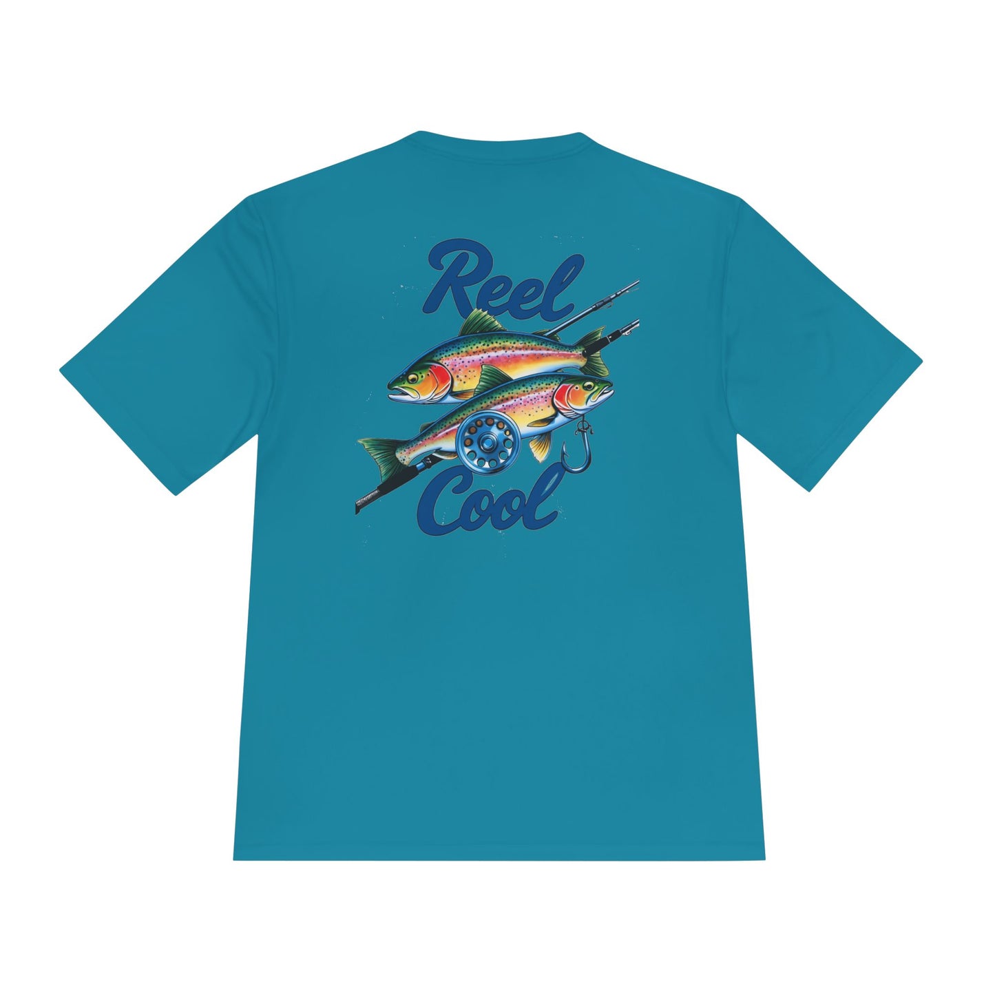 A REEL COOL Fishing Shirt on Unisex Moisture Wicking Tee