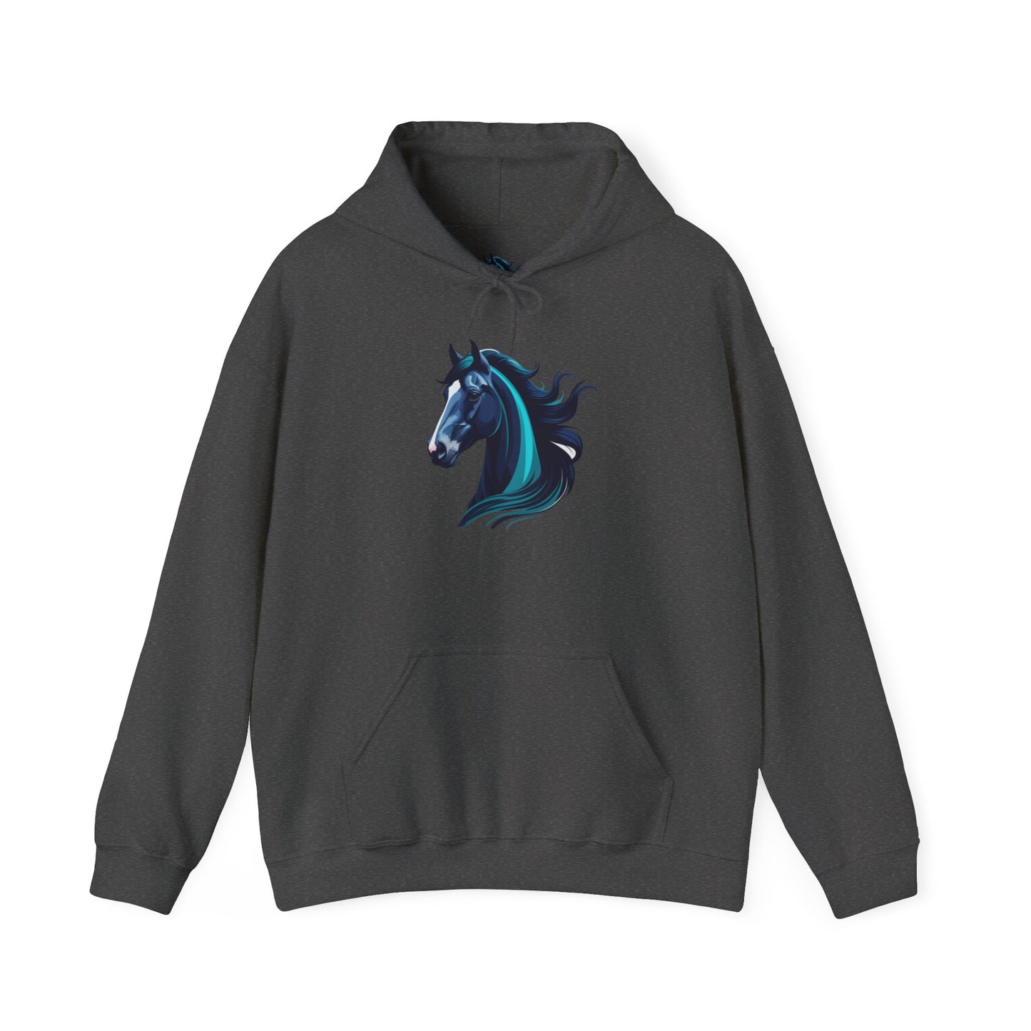 Blue Horse Hooded Sweatshirt, Unisex Heavy Blend Hoodie