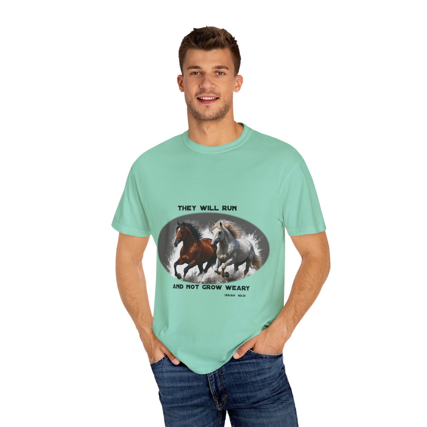 2 Running Horses T-shirt with Inspirational Quote