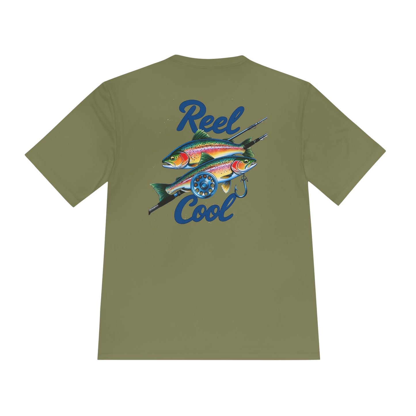 A REEL COOL Fishing Shirt on Unisex Moisture Wicking Tee
